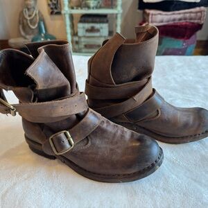 Women’s Jeffrey Campbell leather Brown Leather Ankle Boots with Buckle
